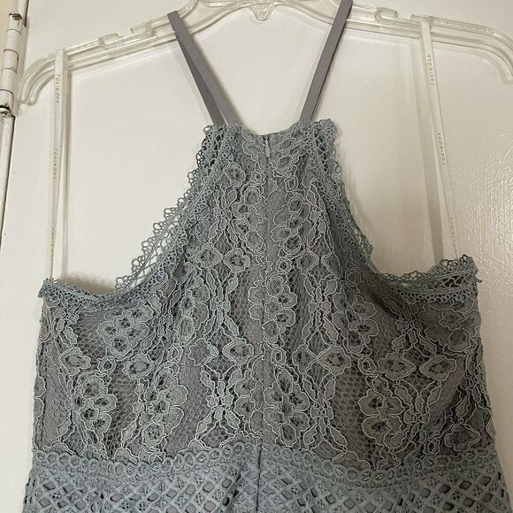 Anthropologie foxie dox blue lace halter mini dress size medium petite - Picture 5 of 8